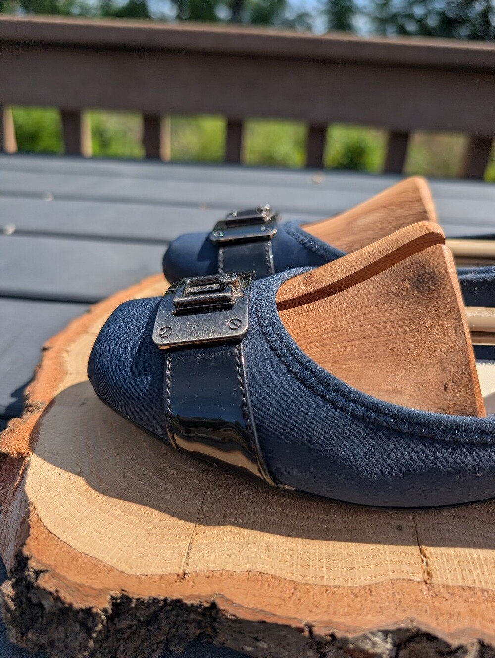 Anne Klein Sport AK Sport Navy with Black Buckle Flats Womens 9.5 - Picture 10 of 12